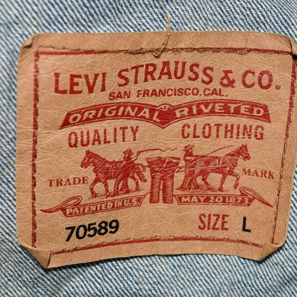 Men's LEVI'S Classic Blue Denim Trucker Jean Jacket Size Large - Picture 3 of 3